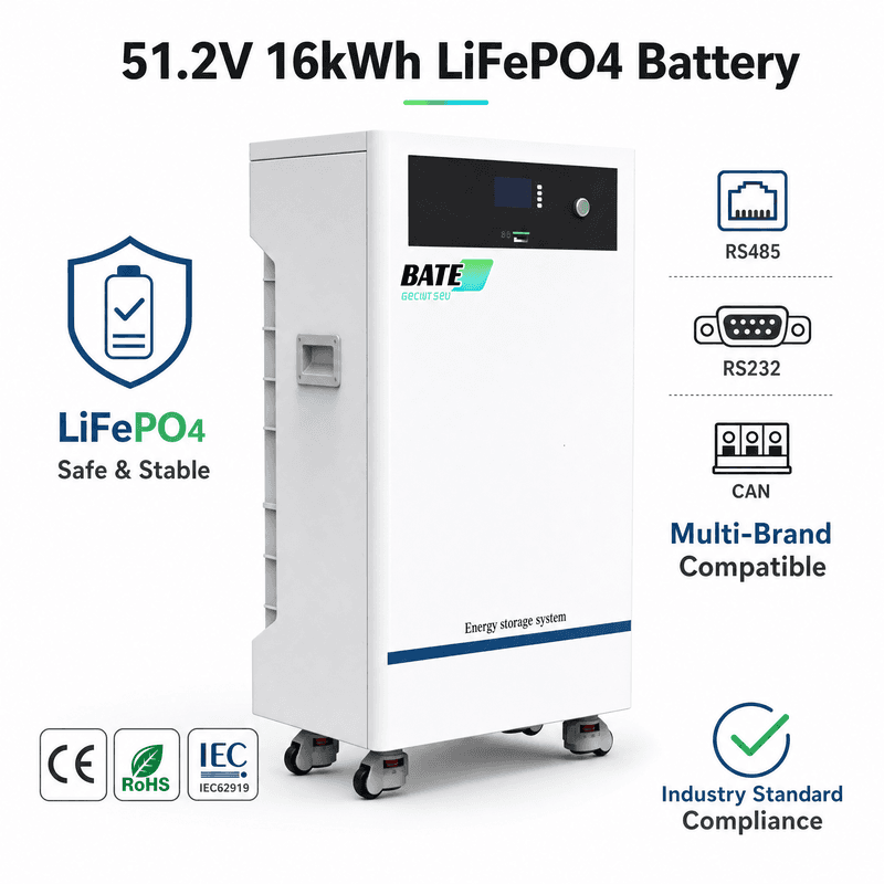 16kW 314Ah 51.2V फ्लोर-स्टैंडिंग LiFePO4 बैटरी