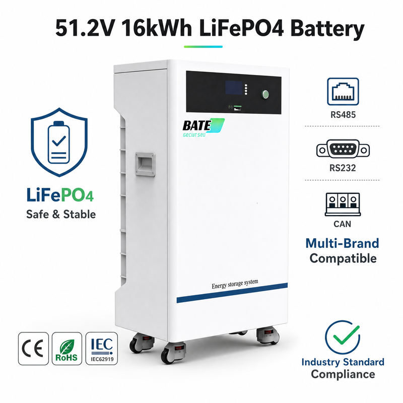 16kW 314Ah 51.2V फ्लोर-स्टैंडिंग LiFePO4 बैटरी
