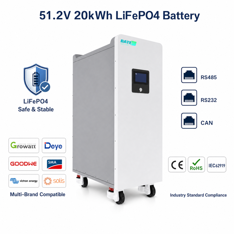 20kW 400Ah 51.2V फ्लोर-स्टैंडिंग LiFePO4 बैटरी